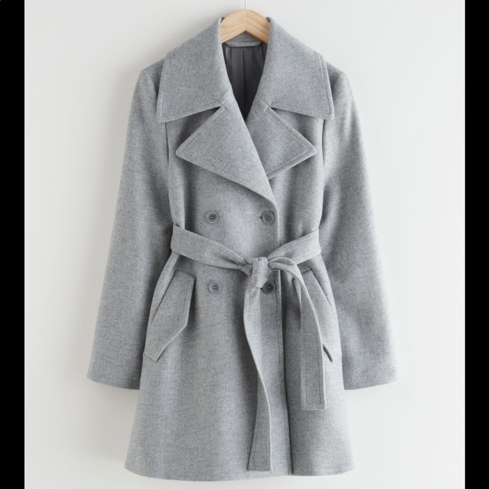 COPY - & other stories Double Breasted Wool Coat, Gray, 4